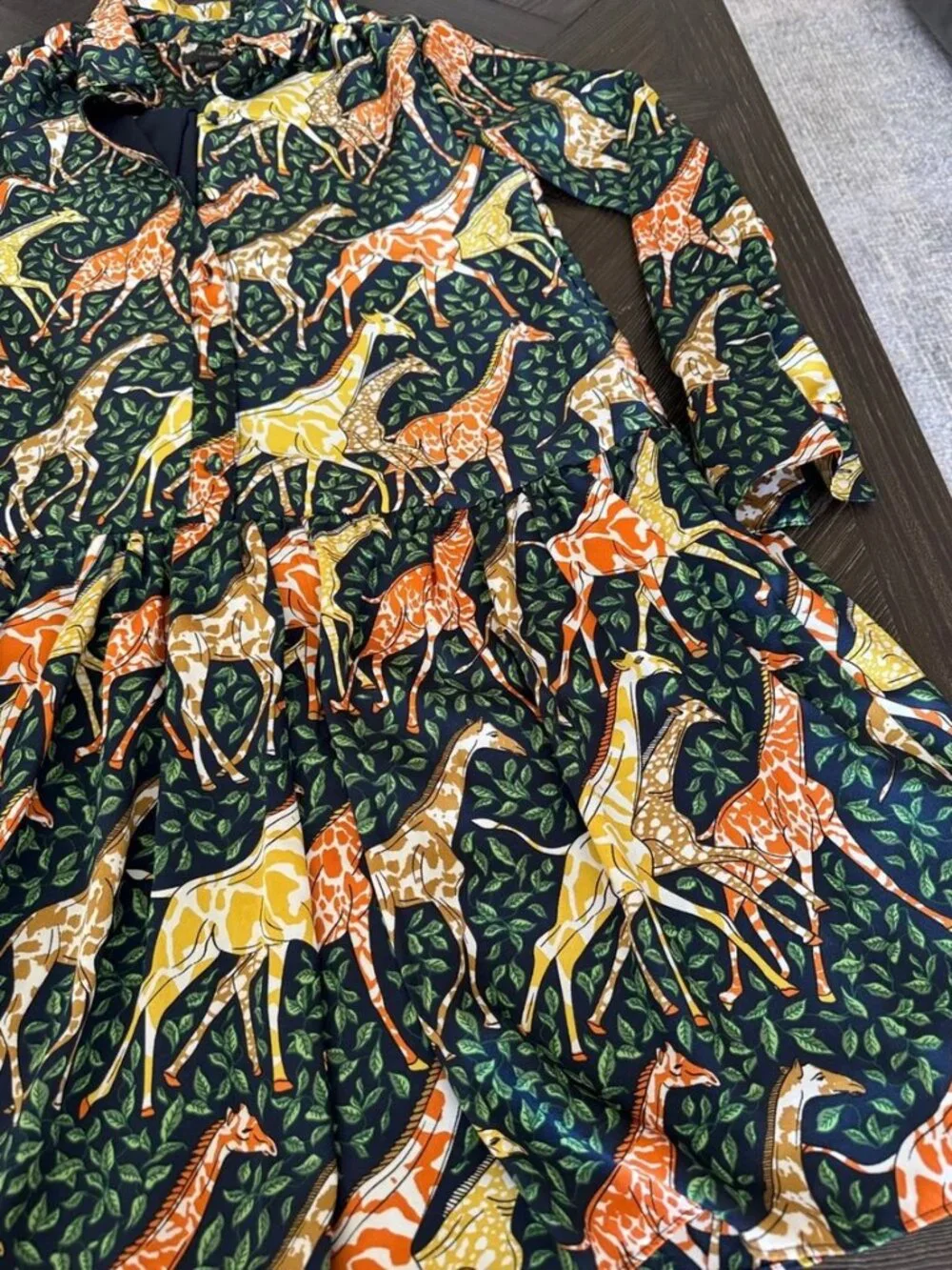 J.Crew Giraffe Print Mini Dress XS | Safari Animal Print Long Sleeve Swing Dress